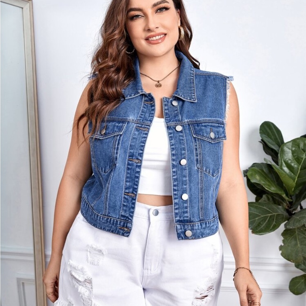 SHEIN Blue Denim Vest